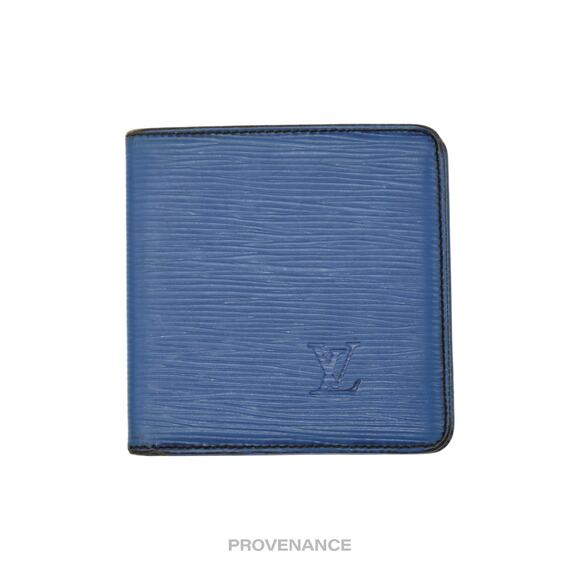 🔴 Louis Vuitton MALLETIER 6CC Bifold Wallet Toledo Blue Epi - Picture 2 of 9